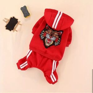 Red Tiger Hoodie for Dogs